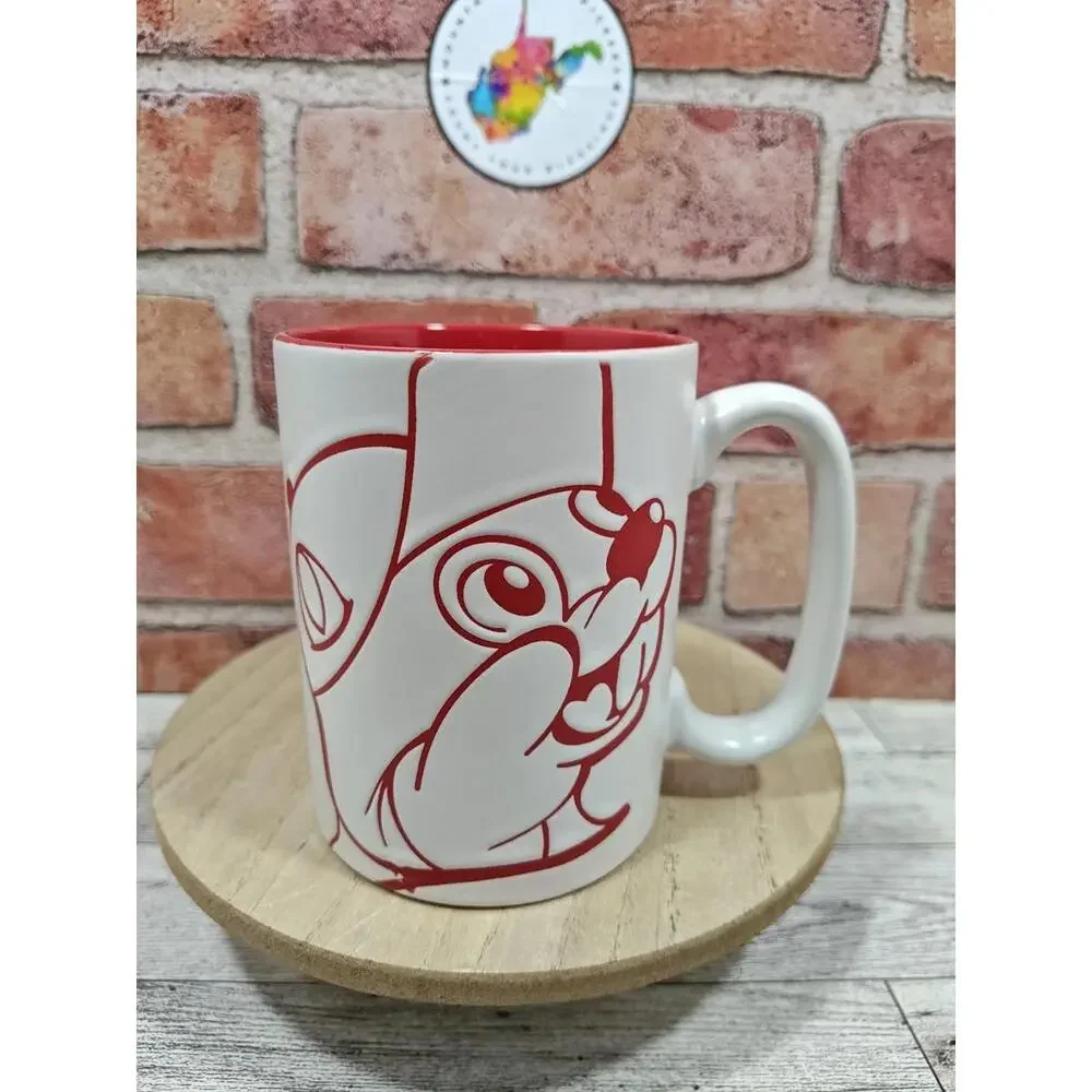 Buc-ee's Face Etched 16 Ounce Coffee Cup Mug White Red Classic Authentic